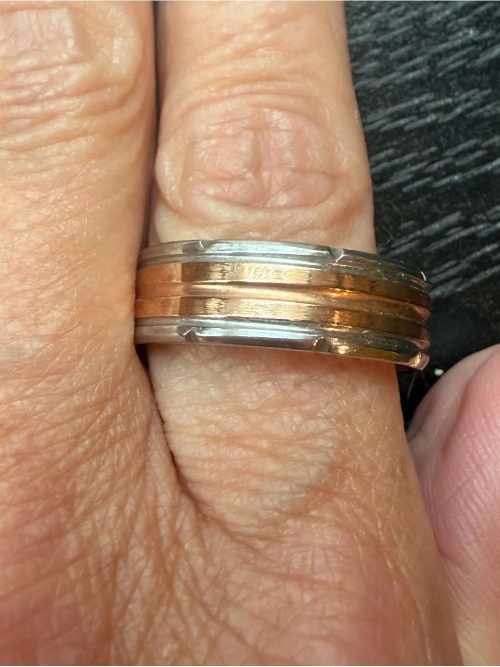 Classic and Fashionable Two Tone Men's 6mm Stainless Steel Ring Size 12